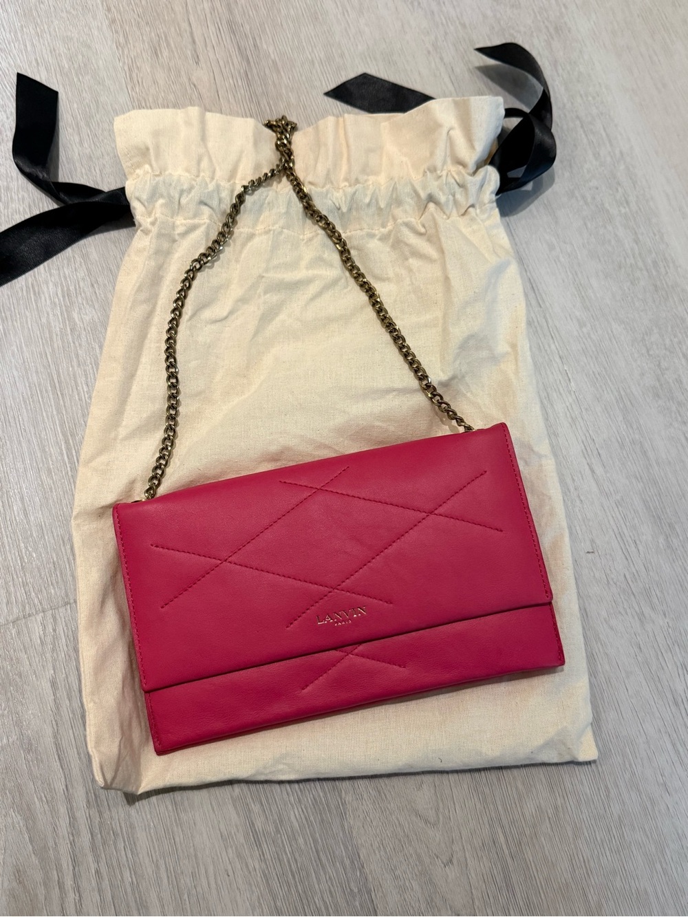 Lanvin Pink Quilted Leather Chain Shoulder crossbody Bag